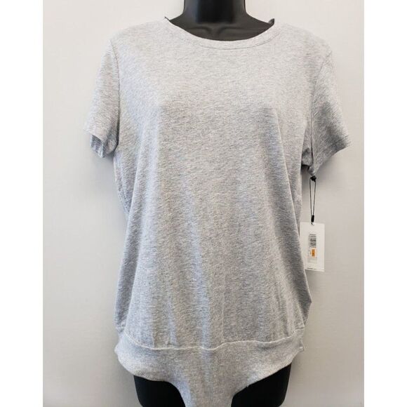 Calvin Klein Bodysuit Shirt Women's MEDIUM Gray Short-Sleeve Cotton Modal NEW - Picture 14 of 16